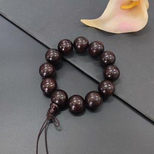 Black Sandalwood Beaded Bracelet: Natural Wood, Large Beads (21mm)