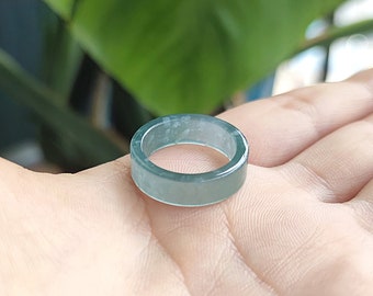 7US Auténtico Jadeíta Anillo de Banda de Jade Plano Grado Natural A