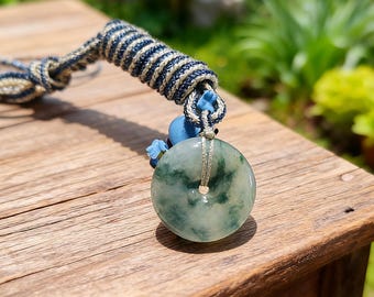 Authentic Donut Jade Pendant Necklace Natural Burmese Jadeite Grade A