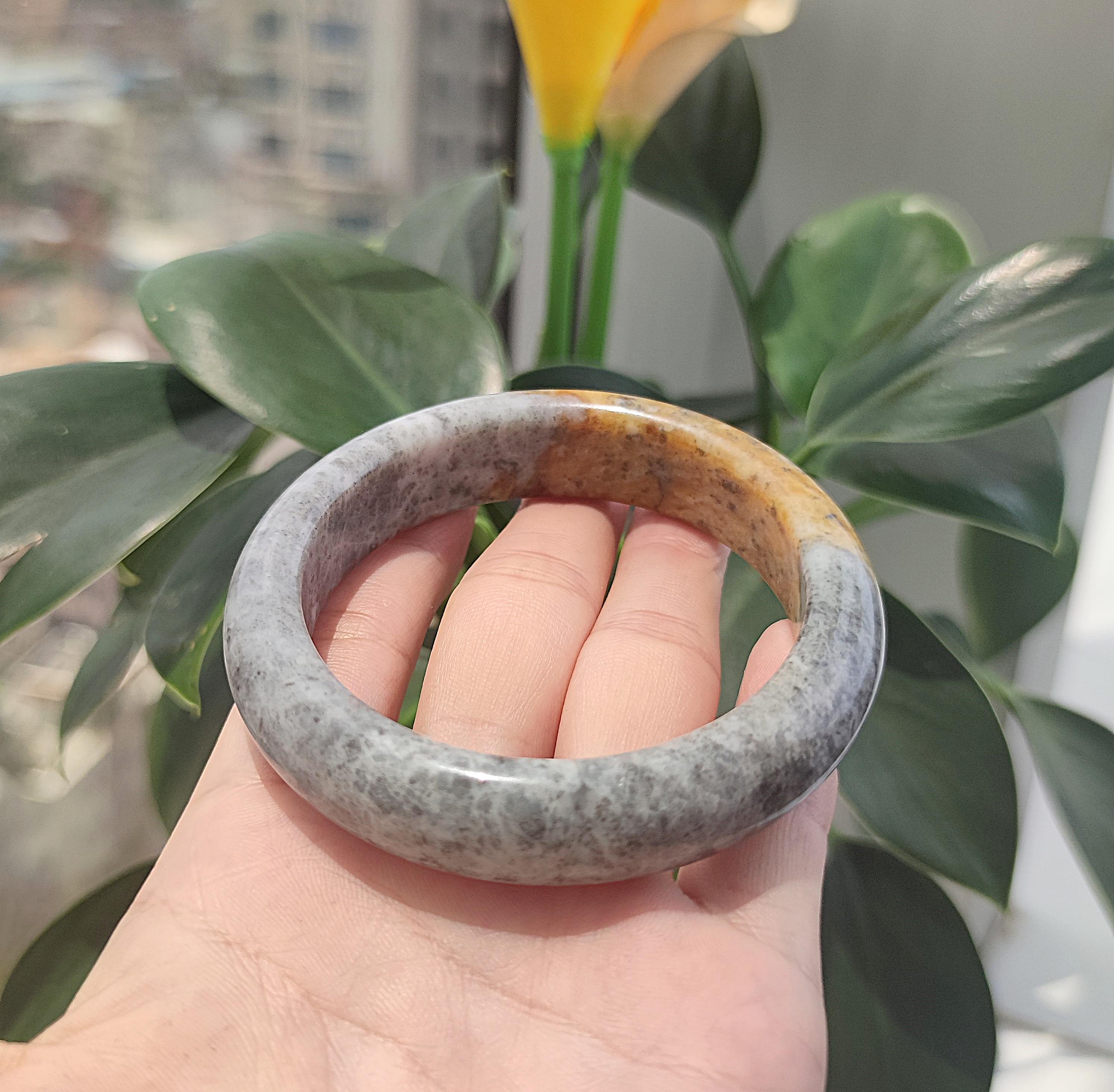 60mm Authentic Green Jade Bangle Natural Serpentine Gemstone - Etsy