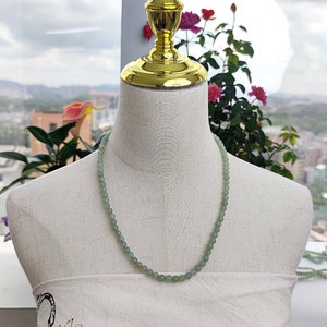 Green Serpentine Beaded Necklace: Natural Grade A Gemstone