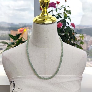 Authentic Serpentine Beaded Necklace: Natural Green Jade, 55cm
