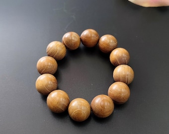 Wood Bracelet Authentic Honey Yellow Sandalwood Large Natural Wood Beaded Bracelet for Men