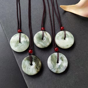 Authentic Two Tone Jade Pendant Necklace Natural Serpentine Grade A