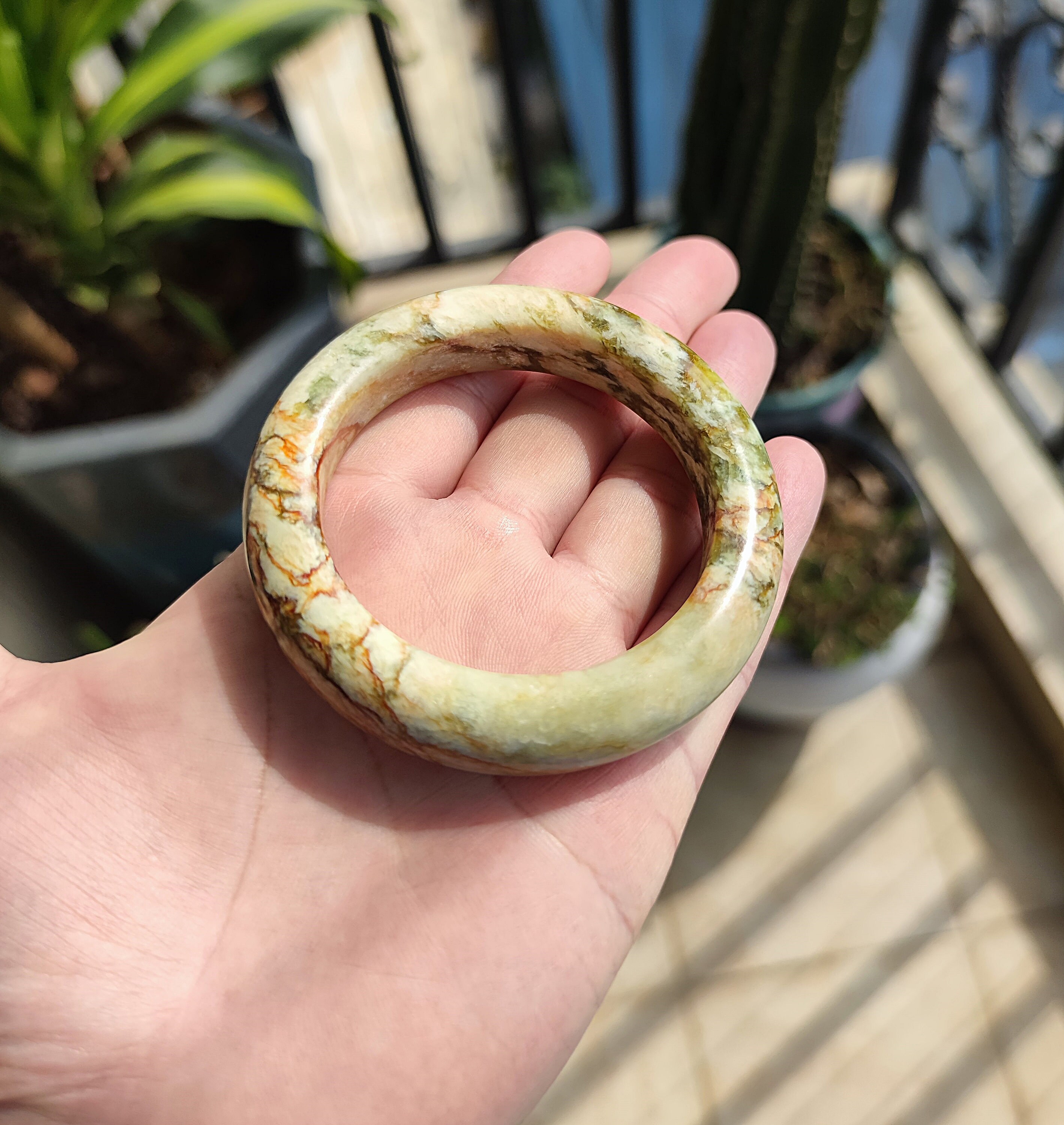 58mm Authentic Green Jade Bangle Natural Serpentine Gemstone - Etsy