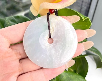 Authentische Donut-Jadeit-Anhänger-Halskette, natürlich, burmesisch, Güteklasse A