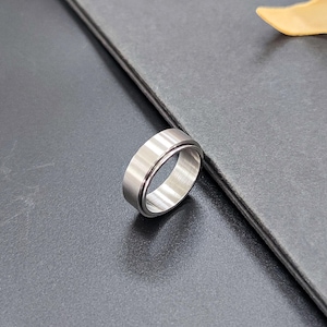 Spinner Ring Silver Steel Ring Simple Everyday Ring