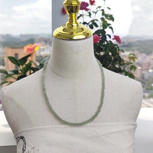 Green Serpentine Beaded Necklace: Natural Gemstone (55cm)
