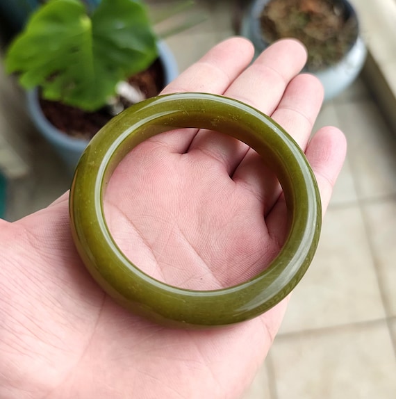 Bracelet élastique En Serpentine Façon Jade - Ajustable, Vert Naturel, Sans Fermoir, Style Bohème