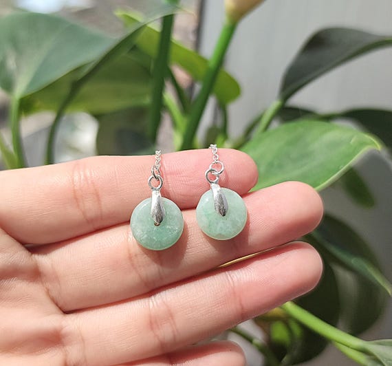 Statement Earrings Authentic Donut Jadeite Jade Drop Earrings Grade A