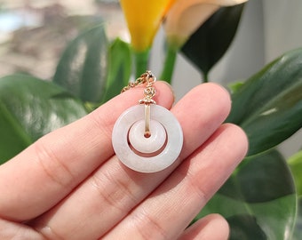 Authentic Double Donut Jade Pendant Necklace Natural Burmese Jadeite Grade A