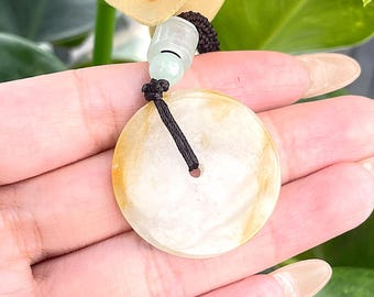 Authentische Donut-Jadeit-Anhänger-Halskette, natürlich, burmesisch, Güteklasse A