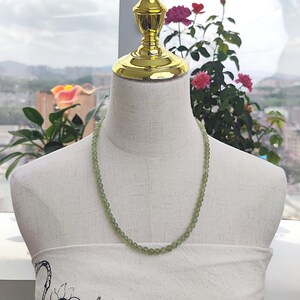 Green Serpentine Beaded Necklace: Natural Grade A Gemstone, 55cm