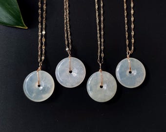 Authentic Donut Jade Pendant Necklace Natural Serpentine Gemstone Grade A Jade Pendant