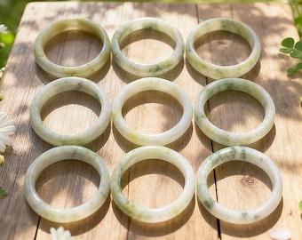 Authentic Light Green Jade Bangle Serpentine Gemstone