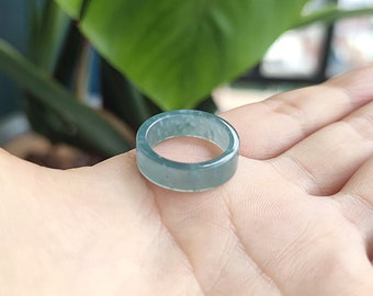 7US Auténtico Jadeíta Anillo de Banda de Jade Plano Grado Natural A