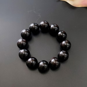 Black Sandalwood Bracelet: Natural Wood Beaded Bracelet for Men (20mm)