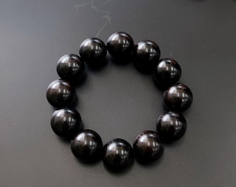 Wood Bracelet Authentic Black Sandalwood Large Natural Wood Beaded Bracelet for Men