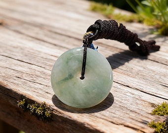 Authentic Donut Jade Pendant Necklace Natural Burmese Jadeite Grade A