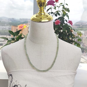 Green Serpentine Beaded Necklace: Natural Grade A Gemstone