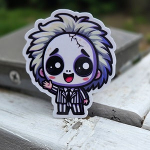 Bonita pegatina de jugo de escarabajo fantasma chibi / Pegatina resistente al agua para portátil, botella de agua