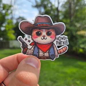 Howdy Partner! - Cute Cowboy Cat Sticker