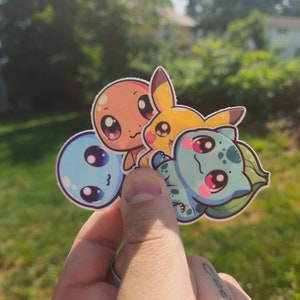 Cute Chibi Kanto Starters Sticker Pack