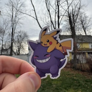 Best Buddies Sticker - Adorable Pikachu and Gengar Duo Vinyl Decal for Laptops, Water Bottles, and More&quot;