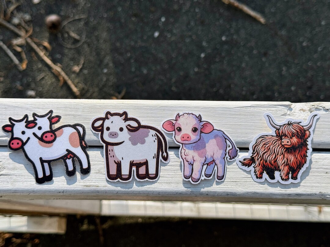 Cute Farm Cow Stickers | Animal Vinyl Decals for Laptops, Notebooks ...