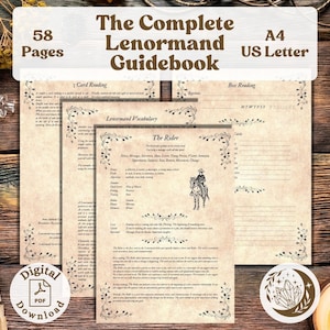 The Complete Lenormand Guidebook : un livre numérique imprimable pour la lecture de cartes de l'Oracle tsigane avec des aide-mémoire pour les cartes et un journal de divination