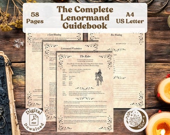 The Complete Lenormand Guidebook: a printable ebook for Gypsy Oracle card reading with card cheat sheets and divination journal