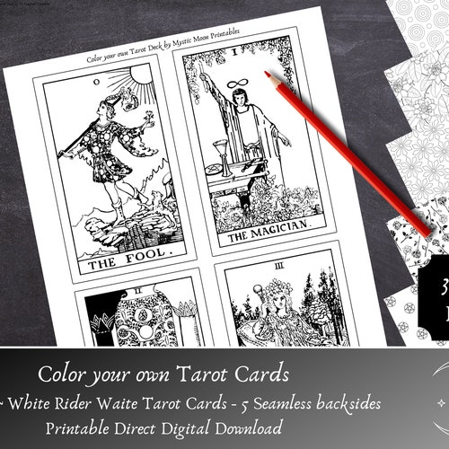 PRINTABLE Tarot PDF Color Your Own Cards Tarot Journaling Etsy