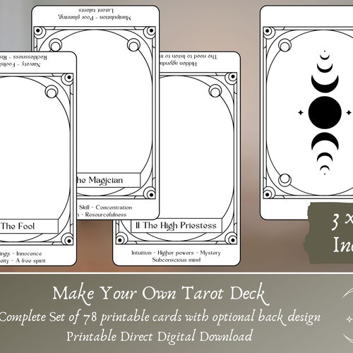 DIY Printable Tarot Cards Create and Print Your Own Tarot - Etsy