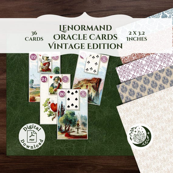 ヴィンテージ ルノルマン オラクル カード - 印刷可能なカード 36 枚