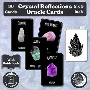 Crystal Reflections Oracle Deck, 36 cartas imprimibles con libro que utilizan las propiedades metafísicas de los cristales para la adivinación espiritual