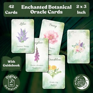 The Enchanted Botanical Oracle Deck, 42 cartas imprimibles con un libro que utiliza las propiedades metafísicas de las flores para la adivinación espiritual