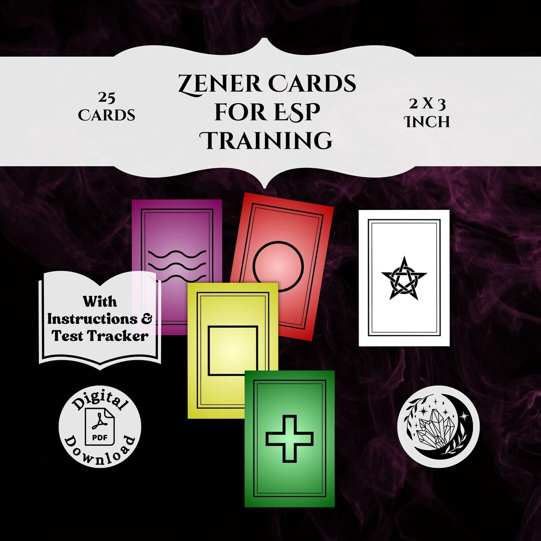 25 Printable Zener Cards for ESP Clairvoyance Training - Etsy Canada