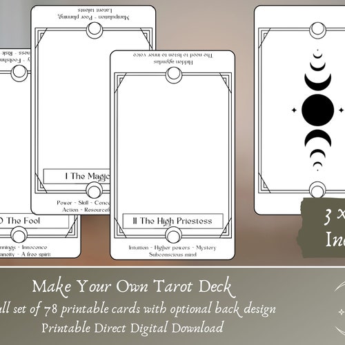 Make Your Own Tarot Deck Blank Tarot Card With Keywords - Etsy Denmark