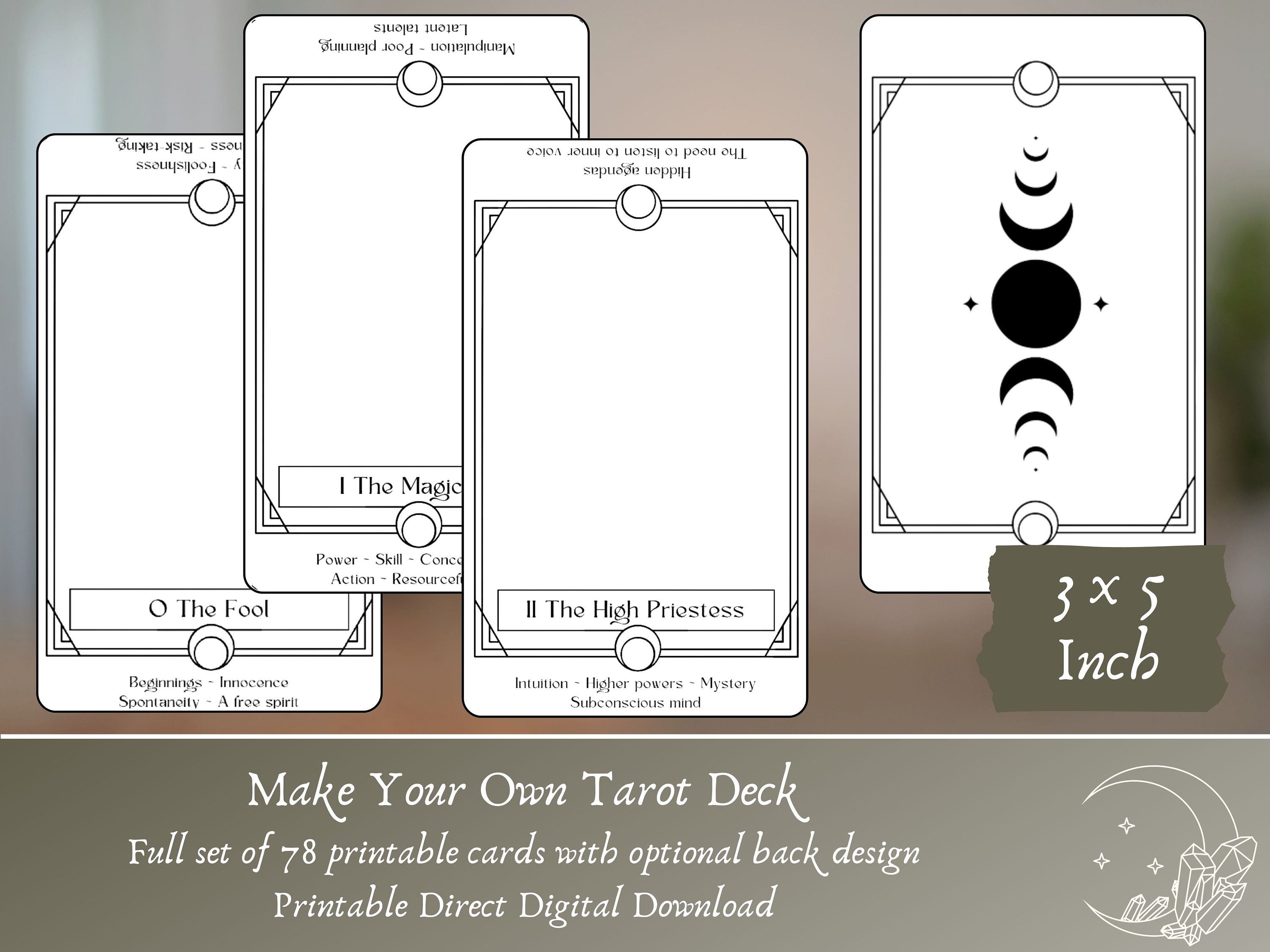 Make Your Own Tarot Deck Blank Tarot Card With Keywords - Etsy