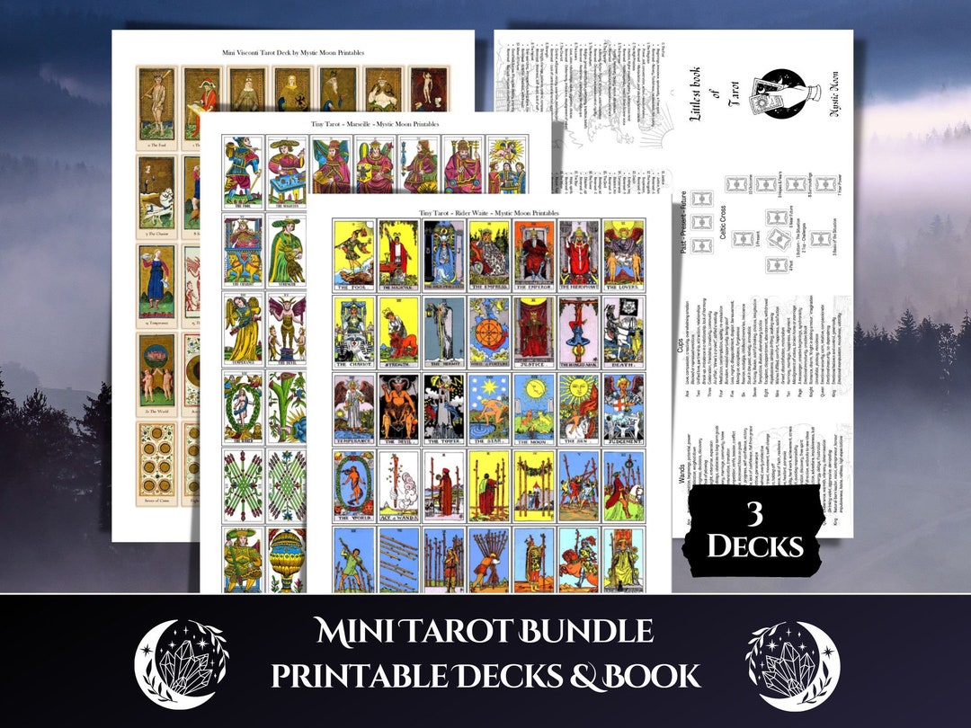 Mini Tarot Deck Bundle, 3 Complete Printable Decks With Book and ...