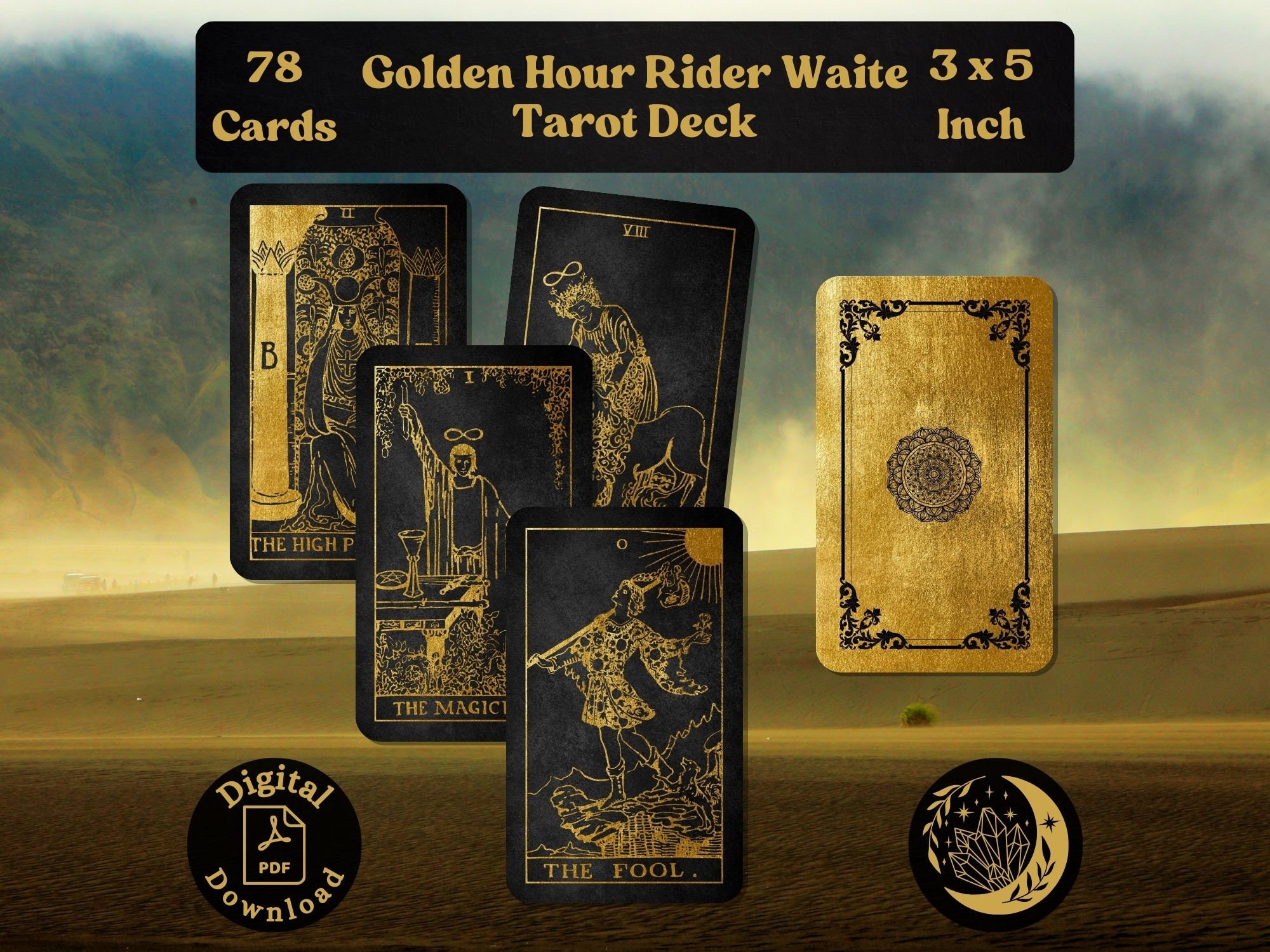 Golden Hour Tarot Deck: a Complete Set of 78 Large Printable