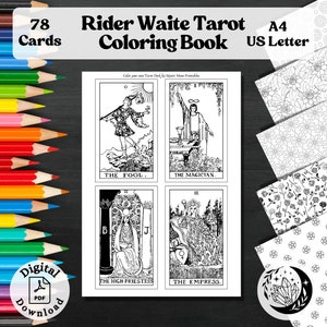 Kleurboek Tarot Deck: 78 afdrukbare zwart-wit Rider Waite Tarot-kaarten voor het maken van uw eigen gepersonaliseerde orakel voor waarzeggerij