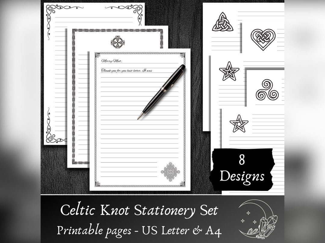 Printable Stationery Set Letter Paper Celtic Knot Design Etsy