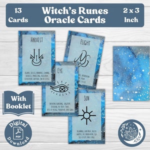 Witch's Runes Oracle-kaarten: een compleet kaartspel van 13 kaarten met moderne hekserij-sigils, inclusief een klein instructieboekje
