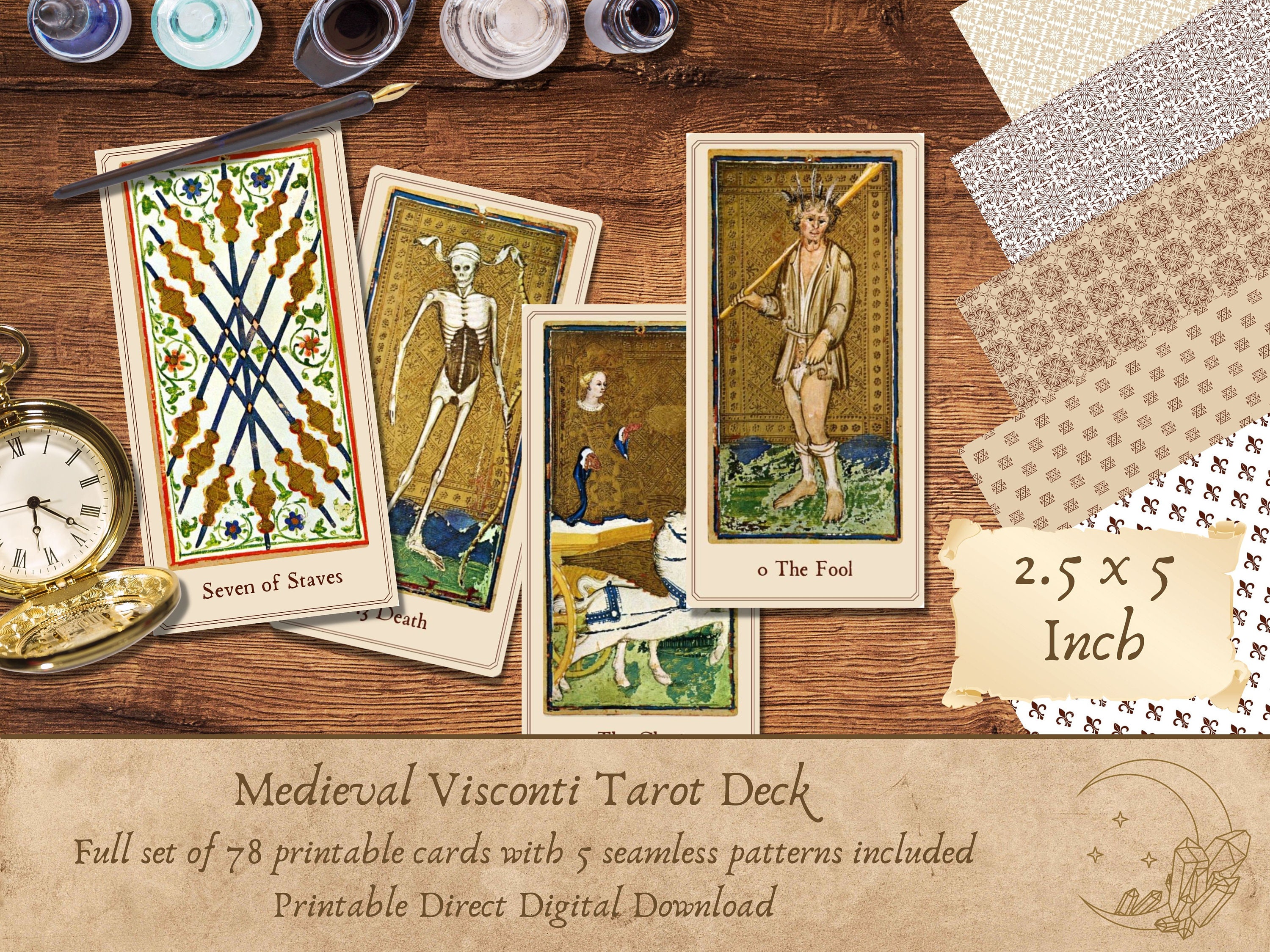 Printable Tarot Cards Medieval Visconti Tarot Deck - Etsy