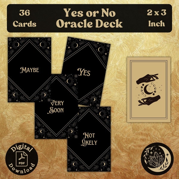 Simple Yes or No Oracle Deck: 36 printable cards with positive, negative or neutral answers to your divination questions - Mystical Moon