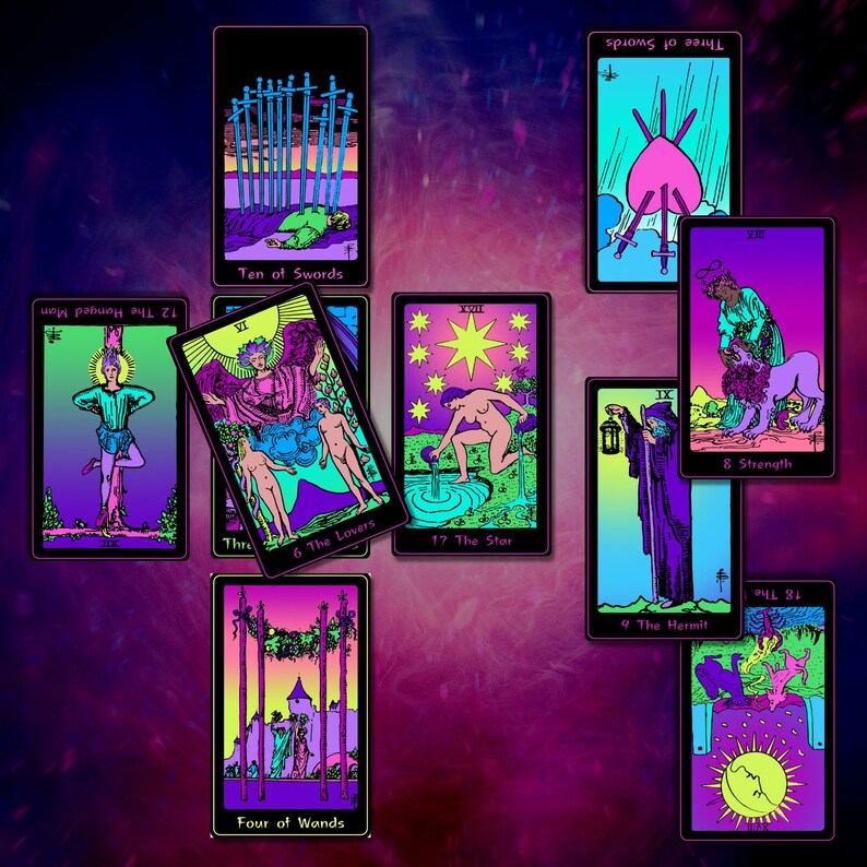 Tarot Deck - Neon Horizons 2 - 78 Printable Cards With a Bright Recolor ...