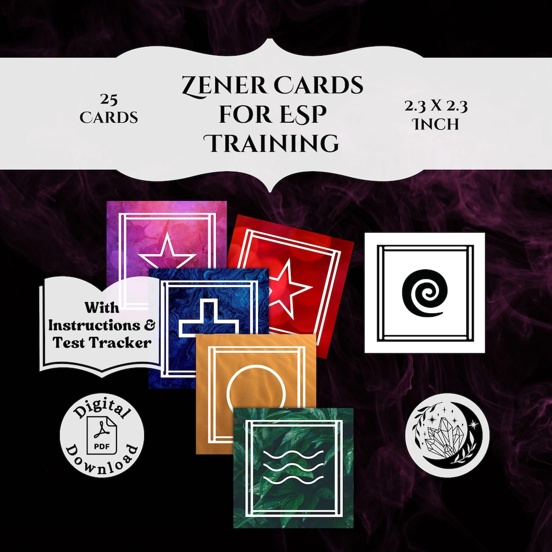 25 Printable Zener Cards for ESP Clairvoyance Training - Etsy