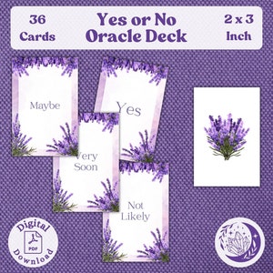 Baraja de Oráculo Simple Sí o No: 36 cartas imprimibles con respuestas positivas, negativas o neutrales a tus preguntas de adivinación - Lavanda Púrpura