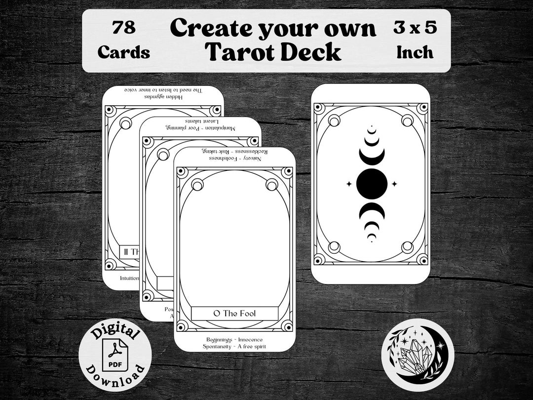 Create Your Own Tarot Deck With 78 Printable Cards Including Keywords